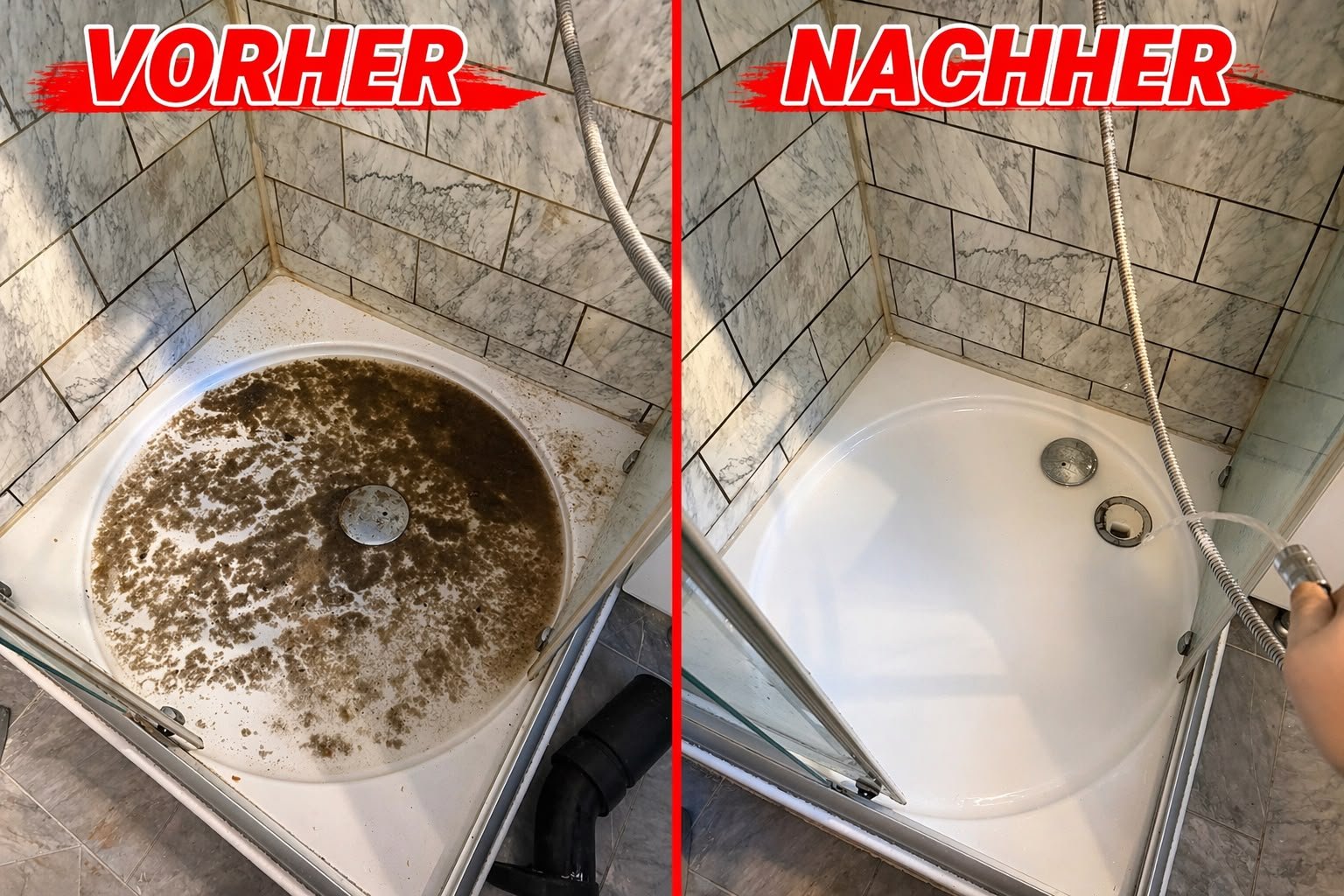 Before and after plumbing job