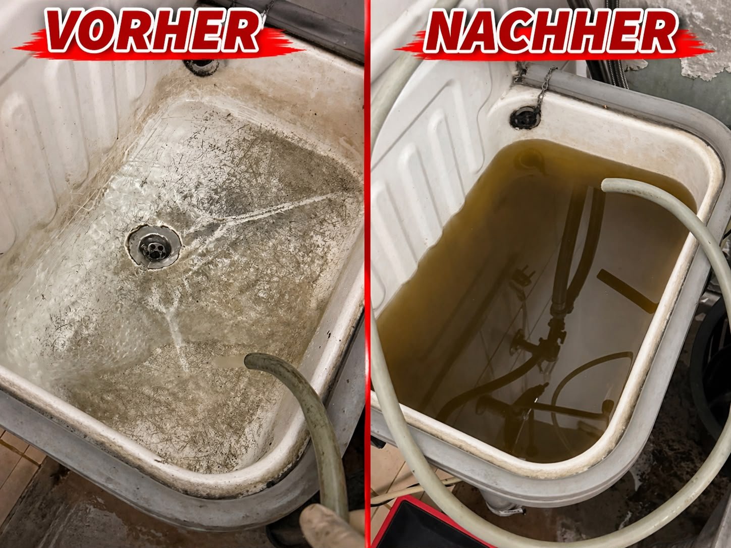 Before and after plumbing job
