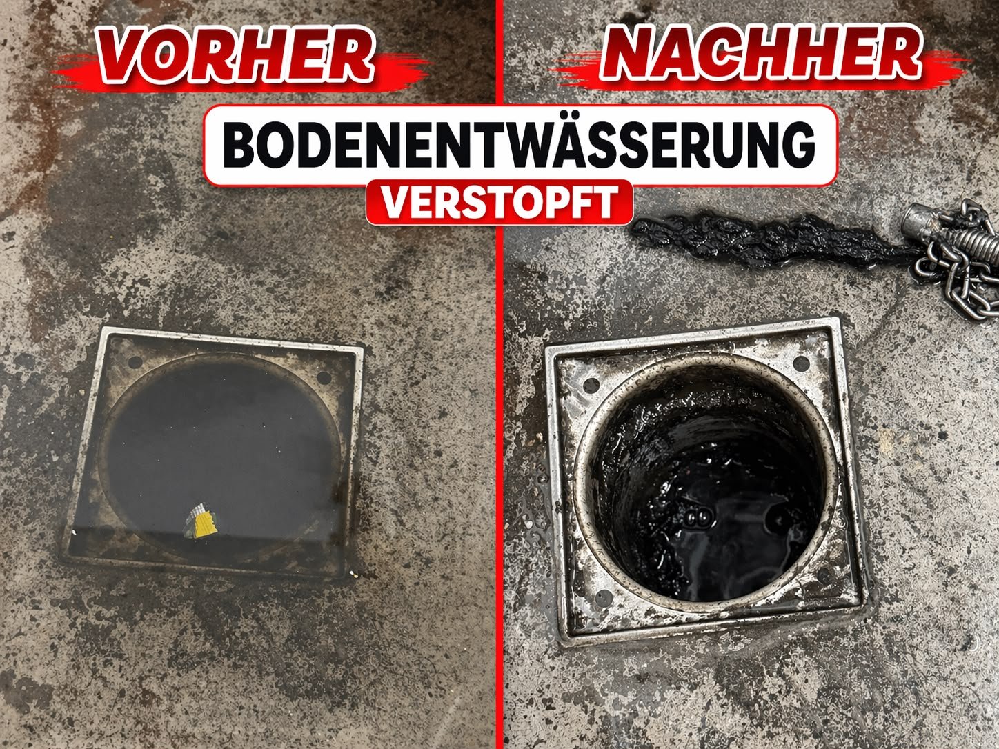 Before and after plumbing job