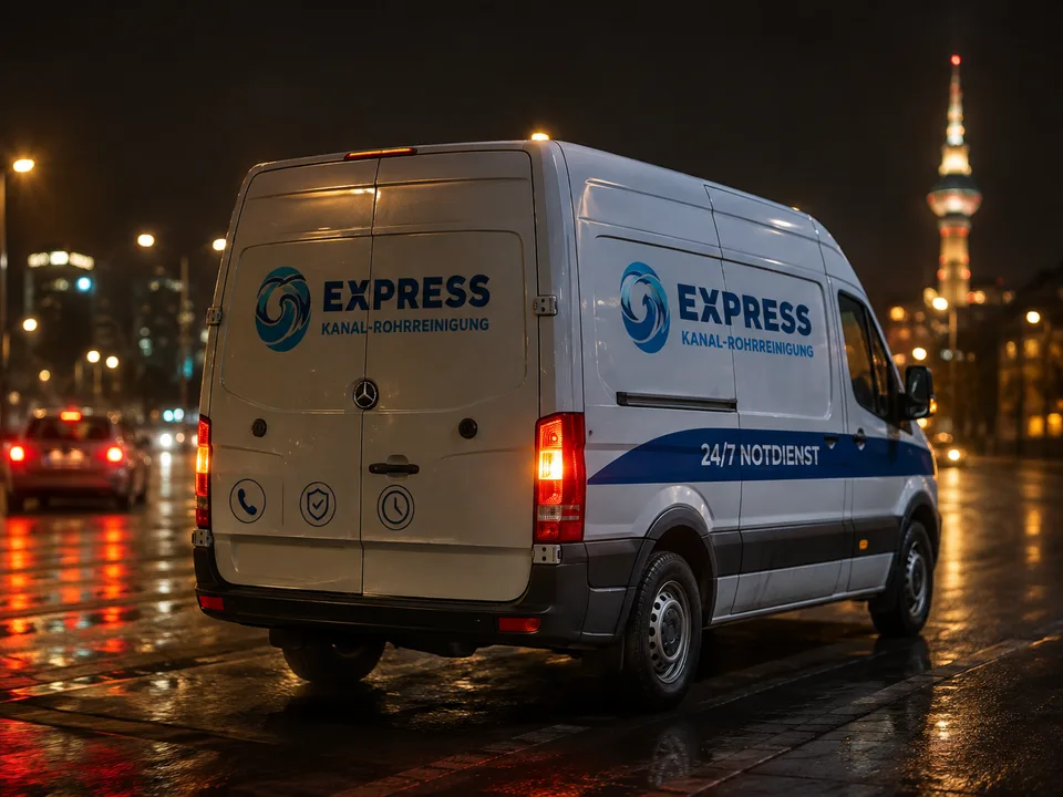 Express emergency service vehicle at night